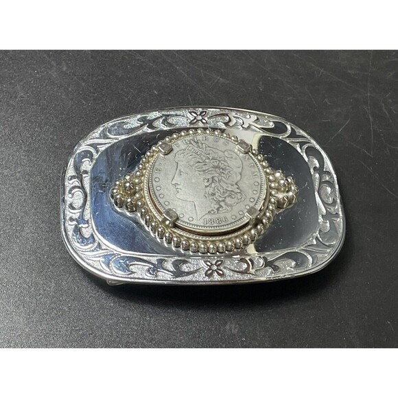1922 Peace Silver Dollar Coin Metal Belt Buckle Vintage Collectibles Cowboys - Picture 1 of 7